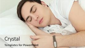  Presentation with sleep - Presentation consisting of wakeapp - young man with sleep tracker background and a  colored foreground