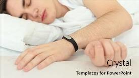  Presentation with sleep - Presentation theme enhanced with wakeapp - young man with sleep tracker background and a  colored foreground