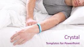  Presentation with sleep - Audience pleasing presentation theme consisting of wakeapp - young man with sleep tracker backdrop and a  colored foreground