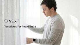  Presentation with sleepy yawning man driving car - Slide deck having wakeapp - young sleepy man suffering background and a  colored foreground