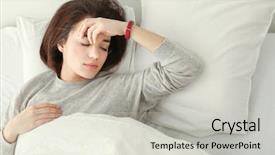  Presentation with sleep - Presentation design having wakeapp - young woman with sleep tracker background and a  colored foreground