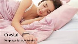  Presentation with sleep - Presentation with wakeapp - young woman with sleep tracker background and a  colored foreground
