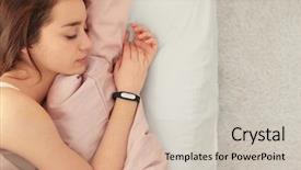  Presentation with sleep - Presentation consisting of wakeapp - young woman with sleep tracker background and a  colored foreground