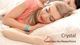  Presentation with sleep and dream - Slides enhanced with wakeapp - young woman with sleep tracker background and a  colored foreground