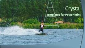  Presentation with holding bucket while water droplet - PPT layouts consisting of wakeboarding - wakeboarder holding a cable tow background and a tawny brown colored foreground