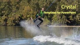  Presentation with body - Colorful presentation theme enhanced with wakeboarding - young athlete wake boards backdrop and a tawny brown colored foreground
