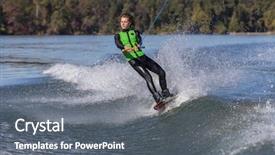  Presentation with body - Presentation theme featuring wakeboarding - young athlete wake boards background and a gray colored foreground