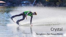  Presentation with body - Presentation enhanced with wakeboarding - young athlete wake boards background and a light gray colored foreground