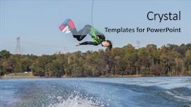  Presentation with body - Theme consisting of wakeboarding - young athlete wake boards background and a light blue colored foreground