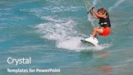  Presentation with child boy hold basket - Audience pleasing PPT layouts consisting of wakeboarding - young child boy wake boarding backdrop and a seafoam green colored foreground
