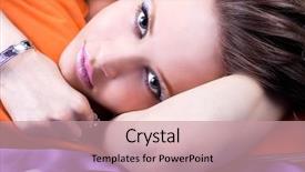  Presentation with blue night - Presentation theme consisting of wakeup night - portrait of a cute brunette background and a  colored foreground