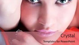  Presentation with blue night - Beautiful presentation theme featuring wakeup night - portrait of a cute brunette backdrop and a  colored foreground