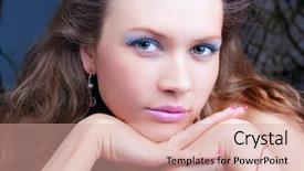  Presentation with blue night - Presentation theme consisting of wakeup night - portrait of a sensual brunette background and a  colored foreground