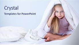  Presentation with bed - Cool new slide deck with wakeup night - smiling little girl backdrop and a sky blue colored foreground