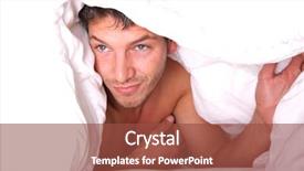  Presentation with gold man smile - Amazing theme having wakeup night - smiling resting man on pillow backdrop and a tawny brown colored foreground