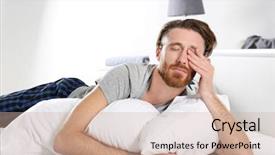  Presentation with bed - Slide deck consisting of wakeup night - young man waking up background and a coral colored foreground