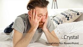  Presentation with belt bed - Audience pleasing presentation theme consisting of wakeup night - young man waking up backdrop and a mint green colored foreground