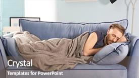  Presentation with sleeping - Beautiful slide deck featuring wakeup night - young man with blanket sleeping backdrop and a coral colored foreground