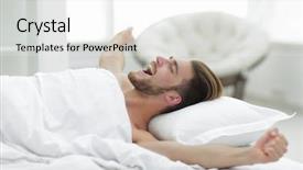  Presentation with 3d man business leader - Cool new slide set with waking up on sunday morning backdrop and a  colored foreground