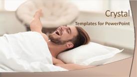  Presentation with business man climbs up to the top of 3d success stairs steps - Cool new slides with waking up on sunday morning backdrop and a lemonade colored foreground