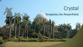  Presentation with museum - Slides consisting of wales museum in mumbai background and a sky blue colored foreground