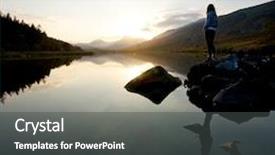  Presentation with mountain lake - Cool new slides with wales uk - beautiful girl on mountain lake backdrop and a dark gray colored foreground