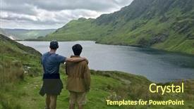  Presentation with welsh - Audience pleasing theme consisting of wales united kingdom - make hikers in welsh mountains backdrop and a tawny brown colored foreground