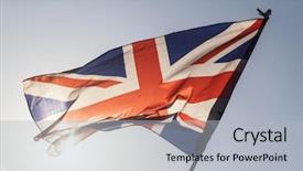  Presentation with union jack - Audience pleasing presentation theme consisting of wales united kingdom - union jack flying backdrop and a light gray colored foreground