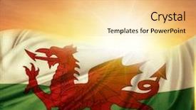  Presentation with united kingdom - Slide set featuring wales united kingdom - welsh flag in front background and a blonde colored foreground