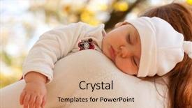  Presentation with sleeping baby - Slide deck consisting of baby walk - sleeping little girl on mother's background and a coral colored foreground