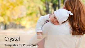  Presentation with sleeping baby - Slide deck consisting of baby walk - sleeping little girl on mother's background and a lemonade colored foreground