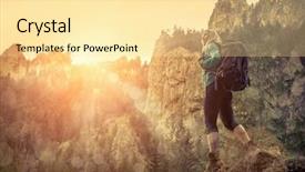  Presentation with couples hiking the mountains - PPT theme consisting of walk - woman hiking around mountains background and a blonde colored foreground