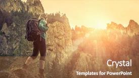  Presentation with hiking - Amazing slides having walk - woman hiking around mountains backdrop and a coral colored foreground