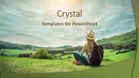  Presentation with green mountains - Theme having walk - woman leasure and relaxing background and a lemonade colored foreground