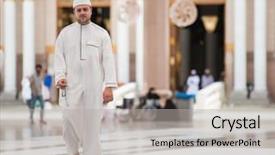  Presentation with walk faith - Colorful PPT layouts enhanced with walk faith - muslim man enjoying his visit backdrop and a light gray colored foreground