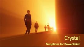  Presentation with walk faith - PPT theme with walk faith - people go to the light background and a tawny brown colored foreground