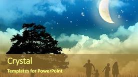  Presentation with family tree - Slides enhanced with walk field with tree moon background and a tawny brown colored foreground