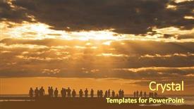 Presentation with walk god - Colorful presentation theme enhanced with walk god - group of people enjoying backdrop and a tawny brown colored foreground