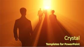  Presentation with god light - Beautiful PPT theme featuring walk god - people go to the light backdrop and a tawny brown colored foreground