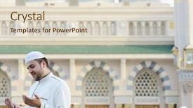  Presentation with arabic - Audience pleasing slides consisting of walk god - portrait of muslim arabic man backdrop and a lemonade colored foreground