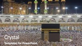  Presentation with kaaba mecca - Presentation theme with walk god - praying in mecca at kaaba background and a gray colored foreground