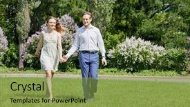  Presentation with hands holding - Colorful theme enhanced with walk holding hands along grassy backdrop and a seafoam green colored foreground