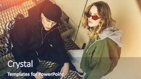  Presentation with wall street stocks - Amazing slide deck having walk in a street city backdrop and a wine colored foreground