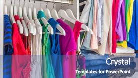  Presentation with retail - PPT theme enhanced with retail change - fashion clothes in walk-in clothing background and a ocean colored foreground