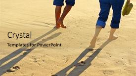  Presentation with footprints sand - Presentation theme enhanced with walk in the sand background and a yellow colored foreground