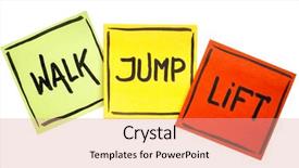  Presentation with sticky notes - Cool new theme with walk jump and lift word backdrop and a  colored foreground