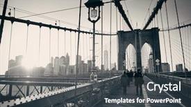  Presentation with brooklyn bridge - Cool new PPT theme with walk on brooklyn bridge backdrop and a dark gray colored foreground