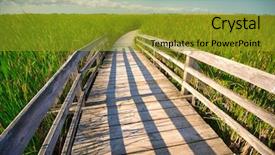  Presentation with wooden boat at sea edge - Presentation theme consisting of walk on point pelee conservation background and a gold colored foreground
