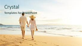  Presentation with happy retirement - Amazing slide set having walk on the beach travel backdrop and a sky blue colored foreground