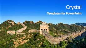  Presentation with china - Beautiful slide set featuring walk on the great wall backdrop and a cobalt blue colored foreground